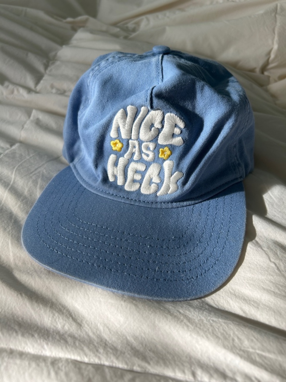 Nice As Heck Embroidered Light Blue Baseball Cap